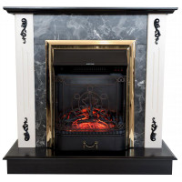 Каминокомплект ASTRA FLAME Иллинойс black + INVER BRASS