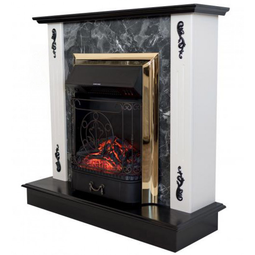 Каминокомплект ASTRA FLAME Иллинойс black + INVER BRASS