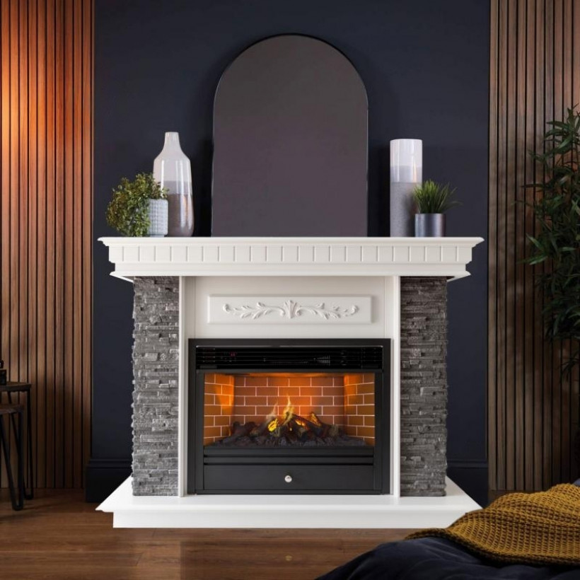 Каминокомплект ASTRA FLAME Манитоба Grey + Гефест