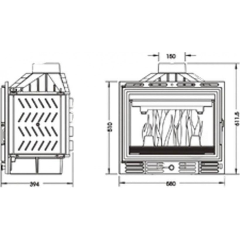 Топка для каміна Uniflam 600 з шибером (601-595)