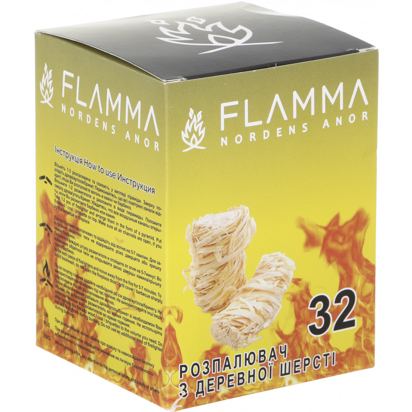 Разжигатель из древесной шерсти Flamma 32 шт.